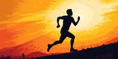 Férfi energikusan fut, mosolyogva